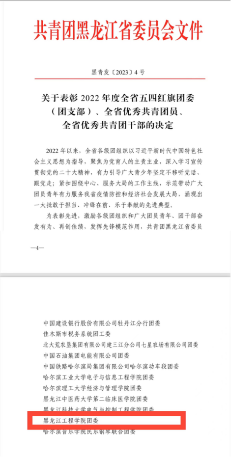 我校团委荣获“全省五四红旗团委”荣誉称号